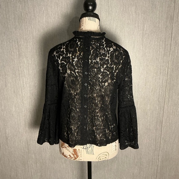 BB Dakota Black Lace Blouse Size Small - Picture 10 of 12